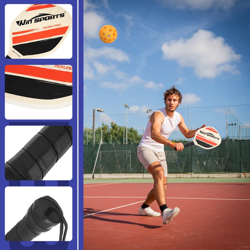 Wooden Pickleball Paddles Set - Durable 2-Paddle & Balls Kit by Aljoin