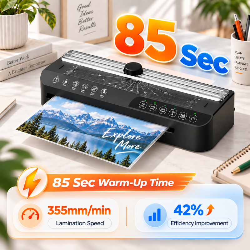 9-Inch A4 Thermal Laminator Machine Hot Cold Fast Warm-Up Anti-Jam with Corner Rounder