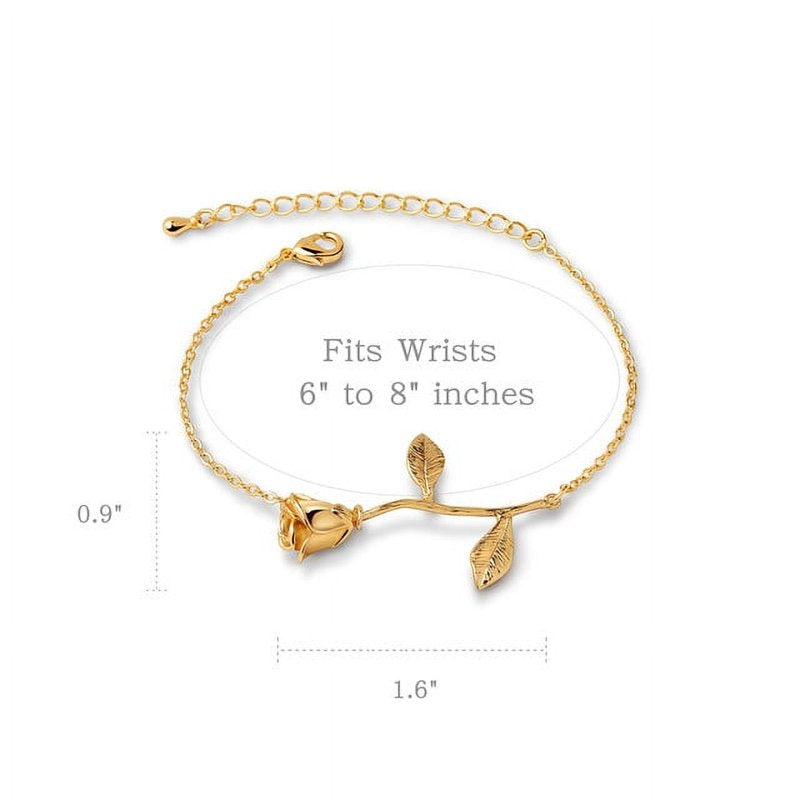 Rose Gold Brass Flower Bracelet Jewelry for Her - Gift Set with Gift Box