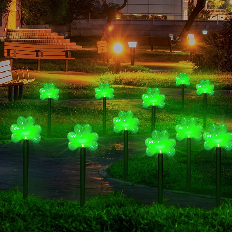 Outdoor St Patrick's Day Solar Pathway Lights - Lucky Sign Garden Decor