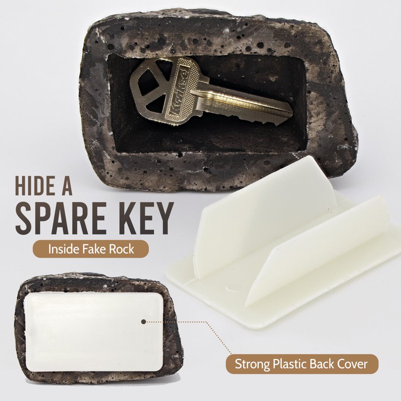 Fake Rock Hide-a-Spare Key - Weatherproof Garden Key Hider for Outdoor Security