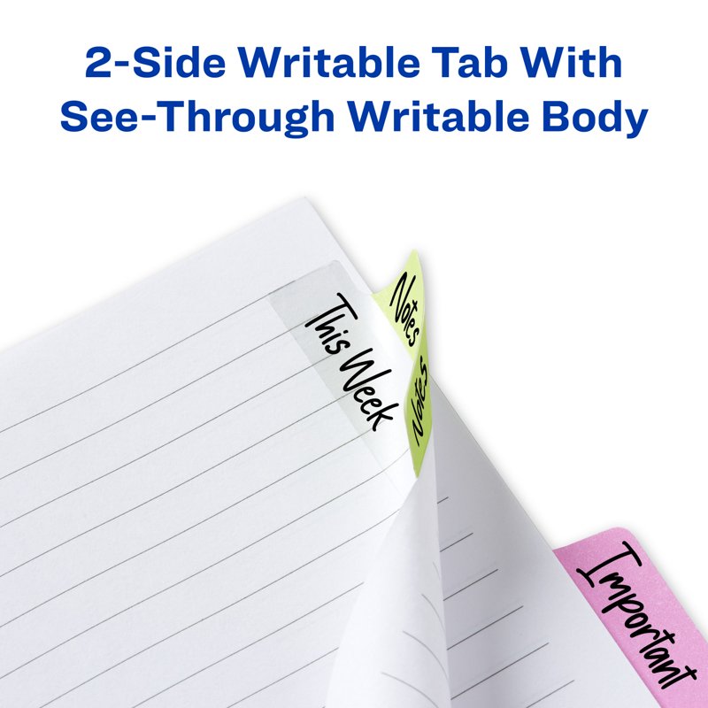 Repositionable Pastel Page Tabs - 24 Assorted 2.5x1 Inch Office Labels