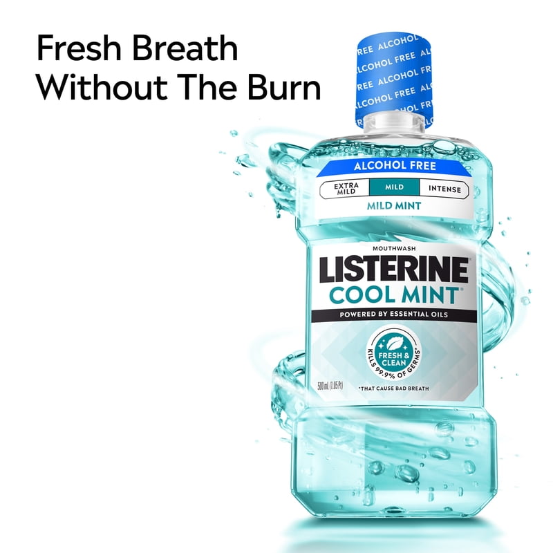 Alcohol-Free Mint Mouthwash - Deep Cleansing, Bad Breath Relief, 500mL, Pack of 6