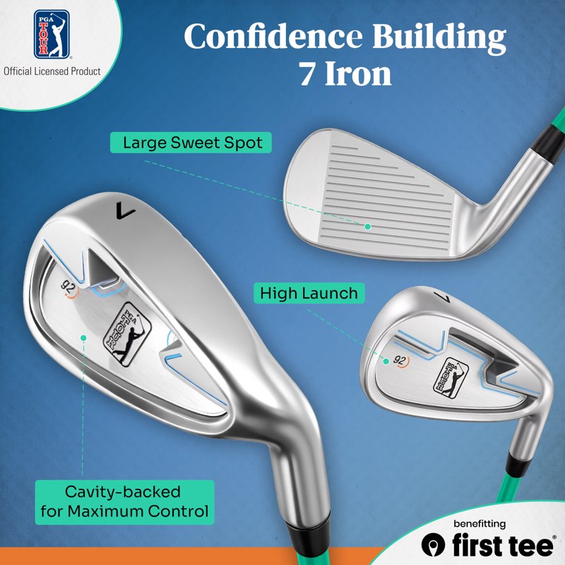 PGA TOUR x First Tee 5-Piece Junior Golf Club Set - Right-Handed, 4'1"–4'8" Heights, Green Carry Bag