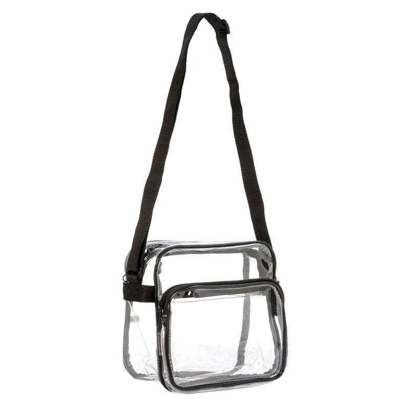 Unisex Clear PVC Shoulder Bag 8 Inch Stadium Approved Waterproof Handbag with Adjustable Strap