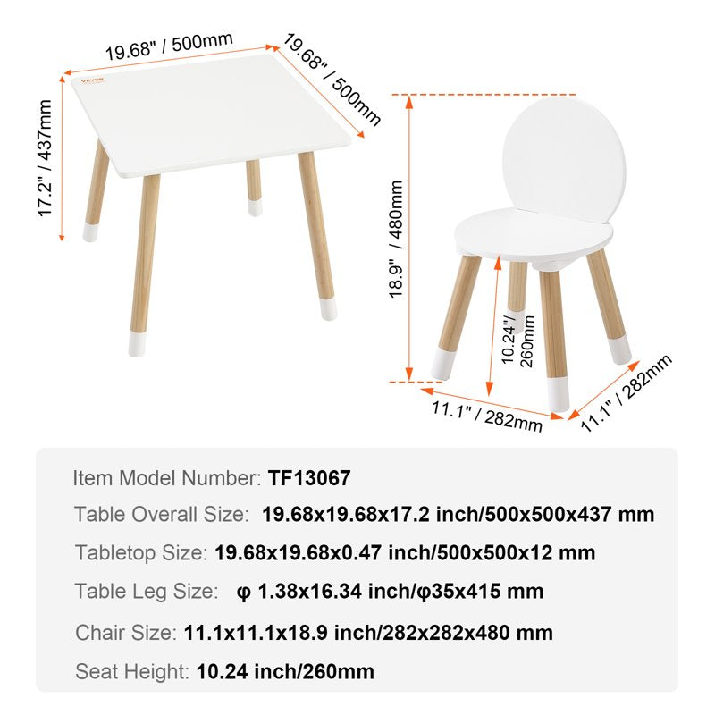 Kids Activity Table and Chair Set - Toddler Play Furniture with 2 Chairs, White & Character Variants