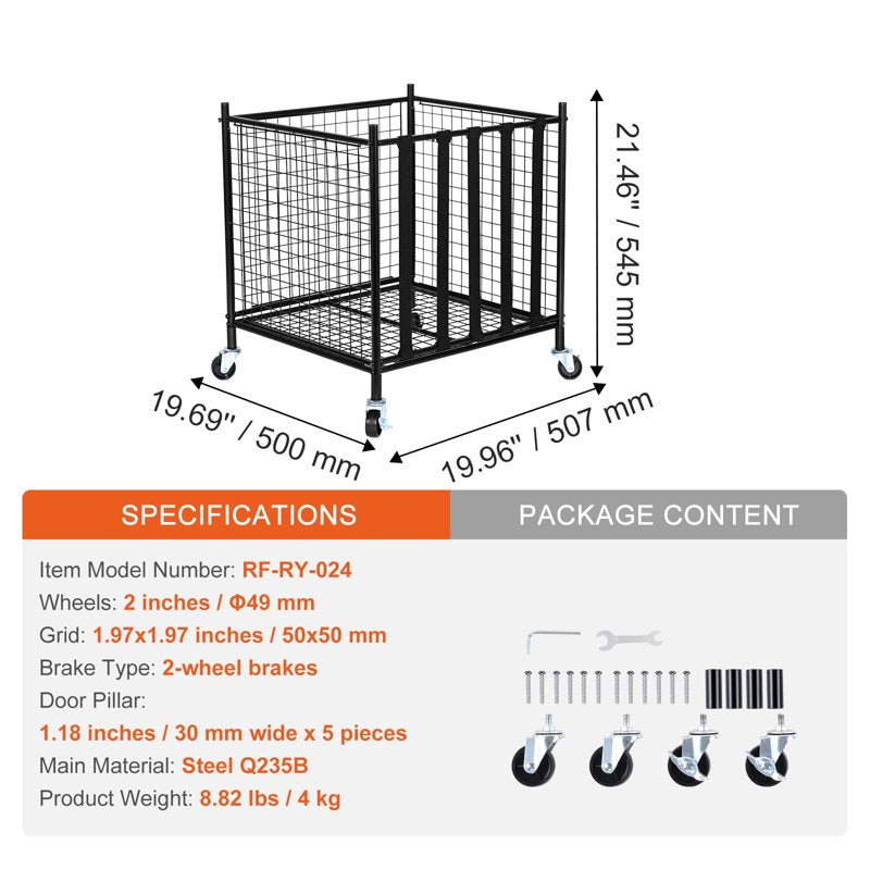 Sports Ball Storage Cart with Elastic Bands - Mobile Basketball & Equipment Organizer