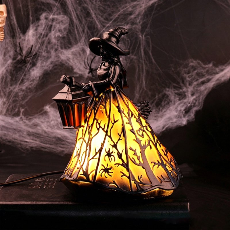 Halloween Witch Table Lamp Spooky Decorative Night Light 2 Pack