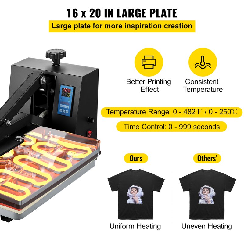 16x20 Heat Press Machine 1700W for T-Shirts & Sublimation Transfers