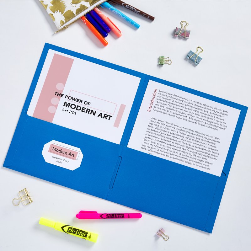 Blue Two Pocket Folder Holds 40 Sheets - Pack of 1 or 3
