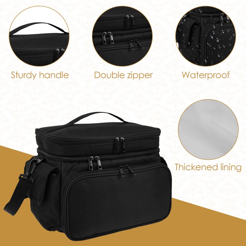 Double-Layer Sewing Organizer Bag with Removable Dividers & Waterproof Fabric
