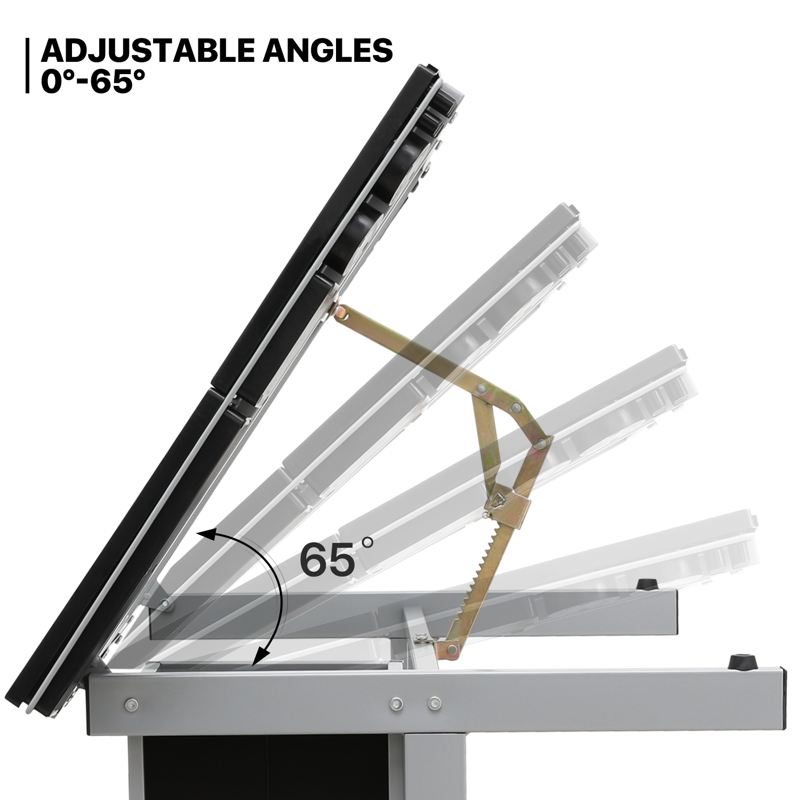 Adjustable Drafting Table with Glass Top and Storage - Art & Craft Station