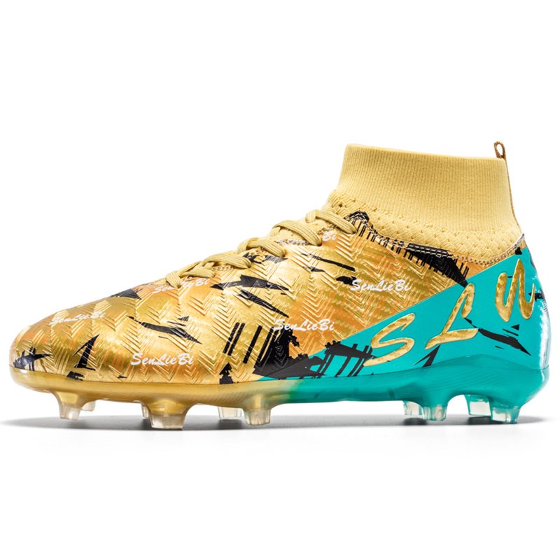 OnyxTrek Unisex High-Top Graphic Soccer Cleats – Gold, EU 36 (Men) X2407 AG