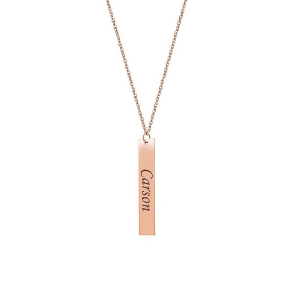 Personalized Vertical Bar Necklace - Engravable Gift Jewelry for Her