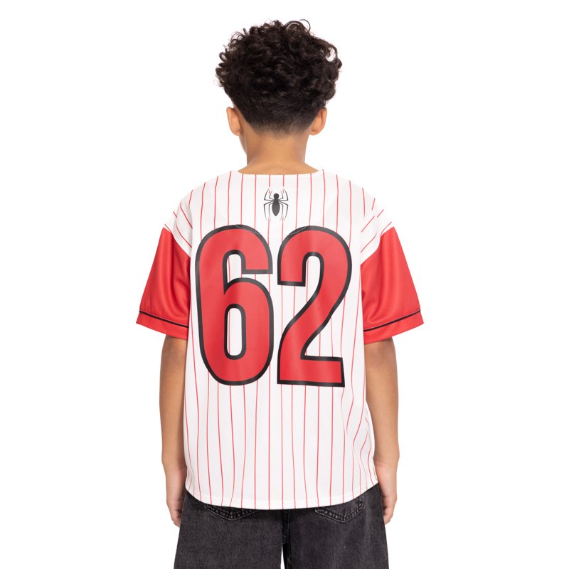 Kids Spider-Man Baseball Jersey Boys Short Sleeve Button-Down T-Shirt