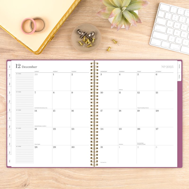 2025 Weekly Monthly Planner - Red Violet, 8.5x11 Inches, Office Organizer