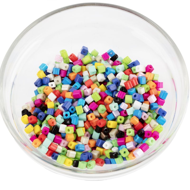 Rainbow Square Glass Seed Bead Assortment with Storage Case - 2000 Pieces, Jewelry Crafts
