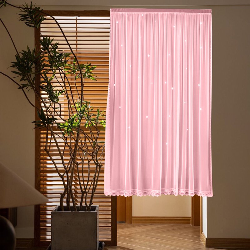 Pink Blackout Curtains with Sheer Overlay for Bedroom & Living Room Light and Noise Blocking, 59x39 Inches