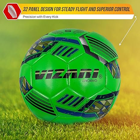 Vizari Livorno Soccer Ball 5 Lime Green - Size 5, Durable TPU Ball
