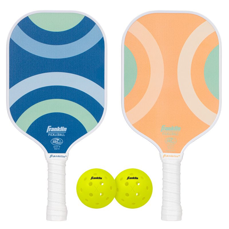 (2 Pack) Pickleball Paddle Set – 2 Fiberglass Paddles + 2 X-40 Balls, USAPA Approved