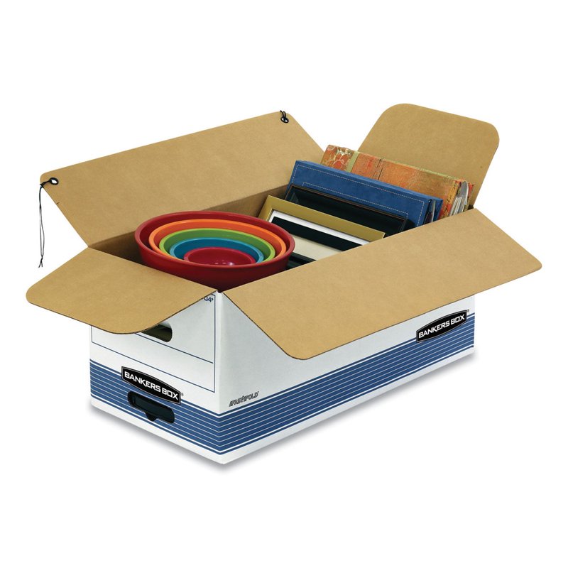 Medium-Duty Storage File Boxes - 12.25 x 16 x 11 Inches, White/Blue, 4 Pack
