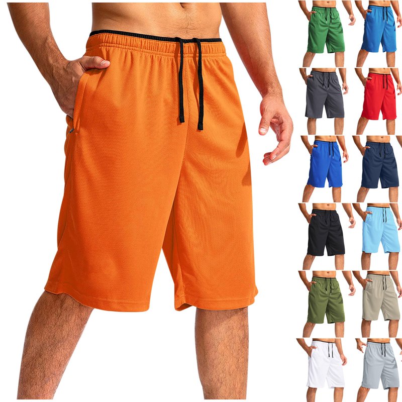Men's Quick-Dry Basketball Shorts with Pockets - Lightweight Mesh Active Wear