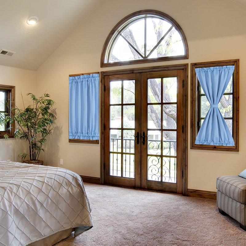Solid Window Curtain Panel Sky Blue 25x40 Inches - Room Darkening Privacy