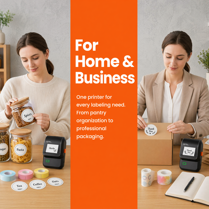 Wireless Thermal Label Maker for Small Business & Home Organization – Bluetooth, No Ink, 2-Inch Barcode & Address Labels