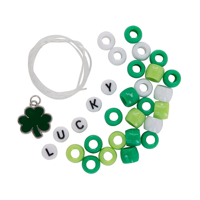 Kids Beaded Bracelet Craft Kit - St. Patrick's Day Jewelry Making Set, Includes 12 Pieces