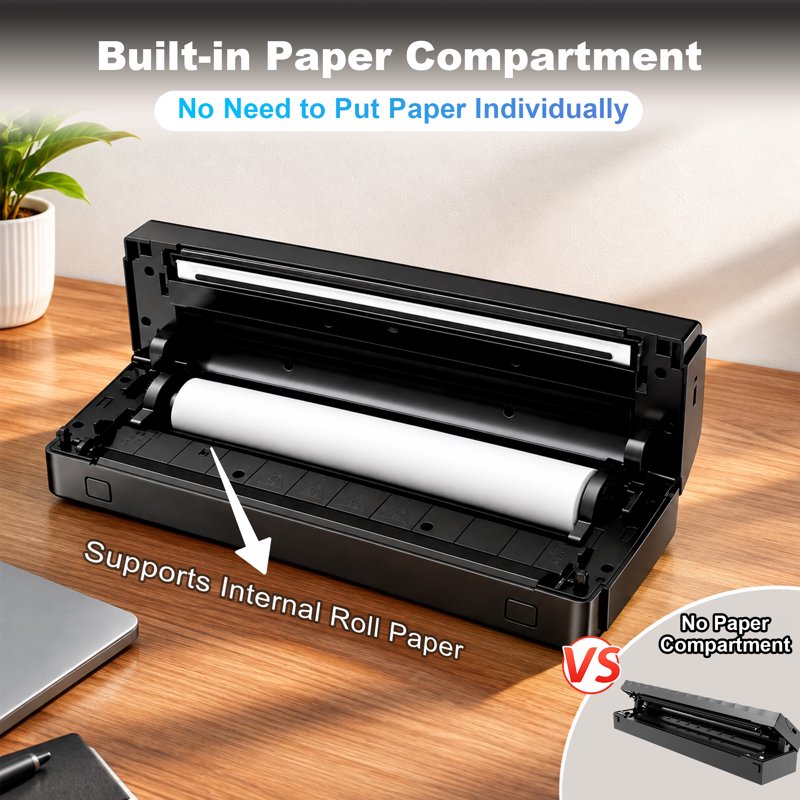 Portable Bluetooth Thermal Printer for Android iOS Laptops - Inkless Travel Office