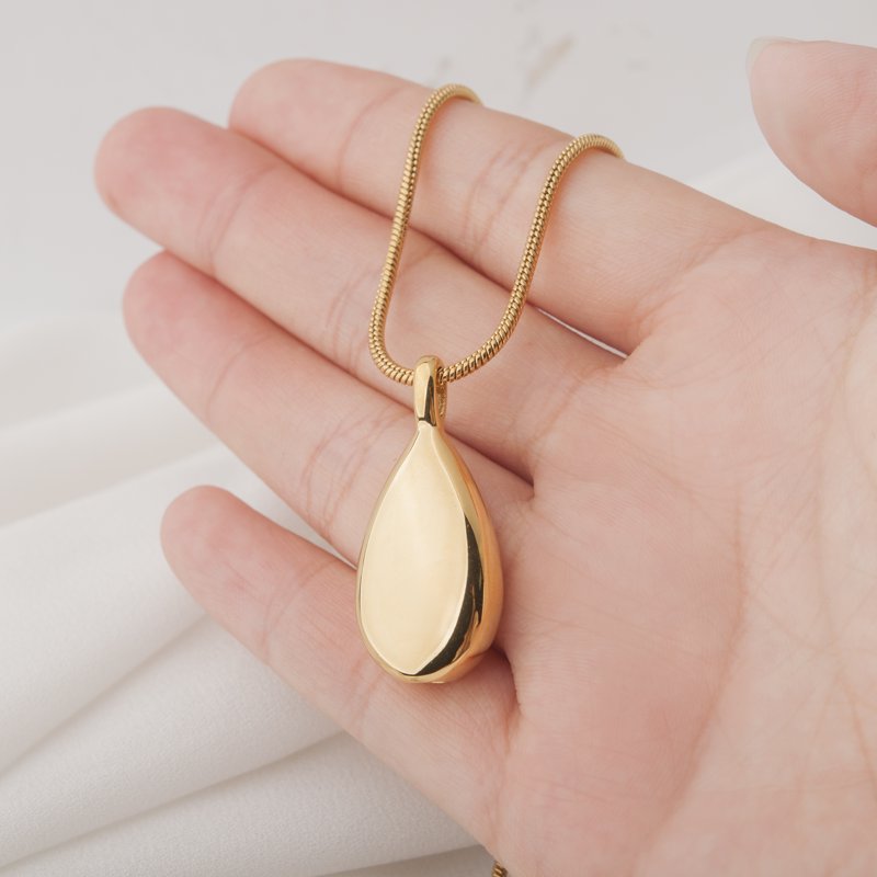 Memory Teardrop Keepsake Ashes Necklace - Cremation Memorial Jewelry