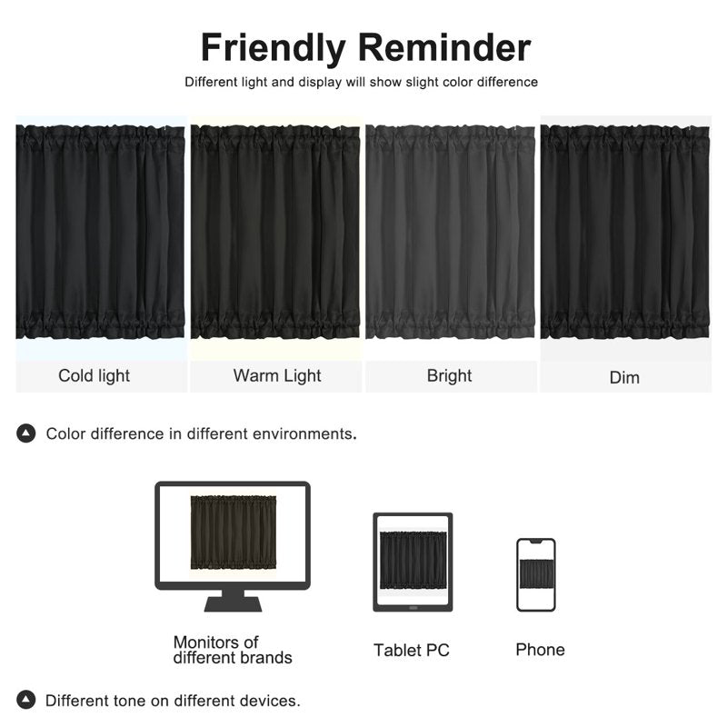 Blackout Window Curtain Panel - Solid Polyester Room Darkening Drapes