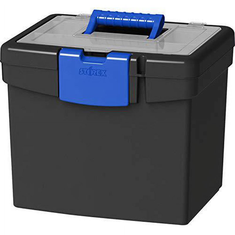 Plastic File Storage Box with XL Lid for Letter-Size Files, Impact-Resistant