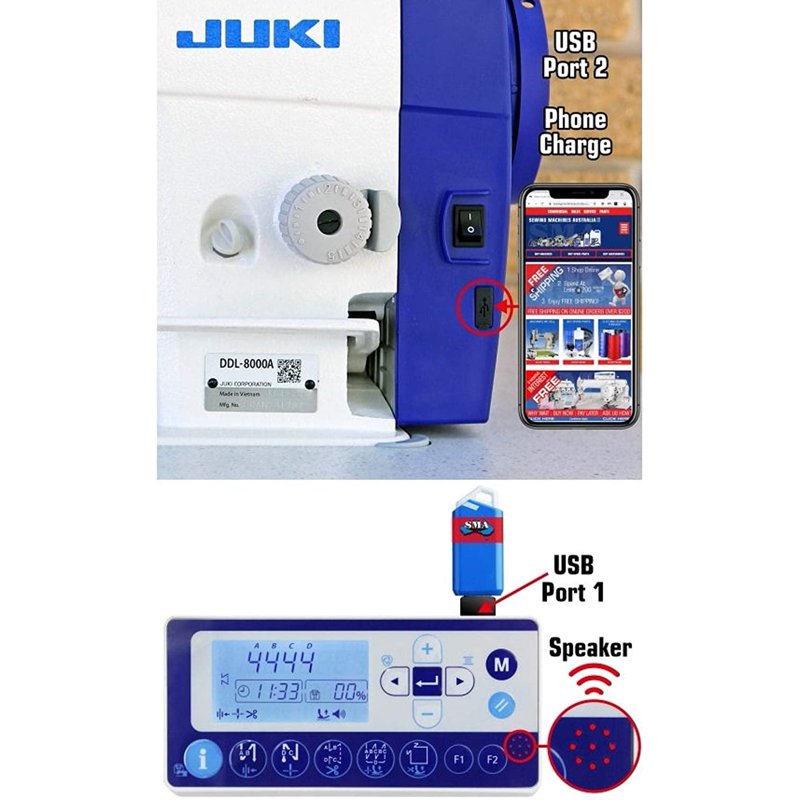 Juki DDL-8000A Industrial Sewing Machine with USB Voice Control & Table