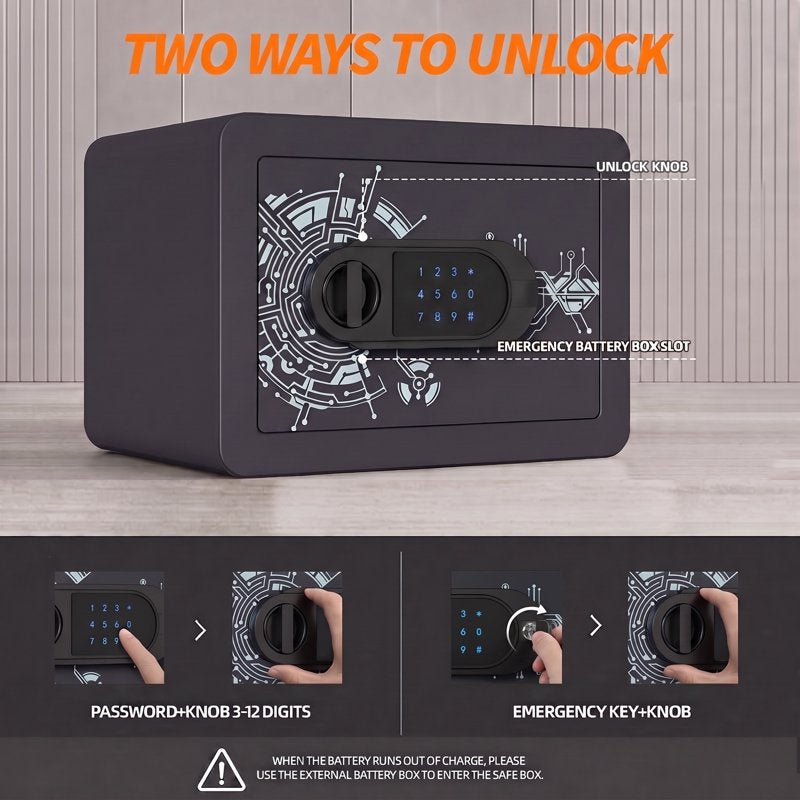Multi-Function Home Safe for Jewelry Cash & Valuables - Compact Security Safe with Digital & Key Lock