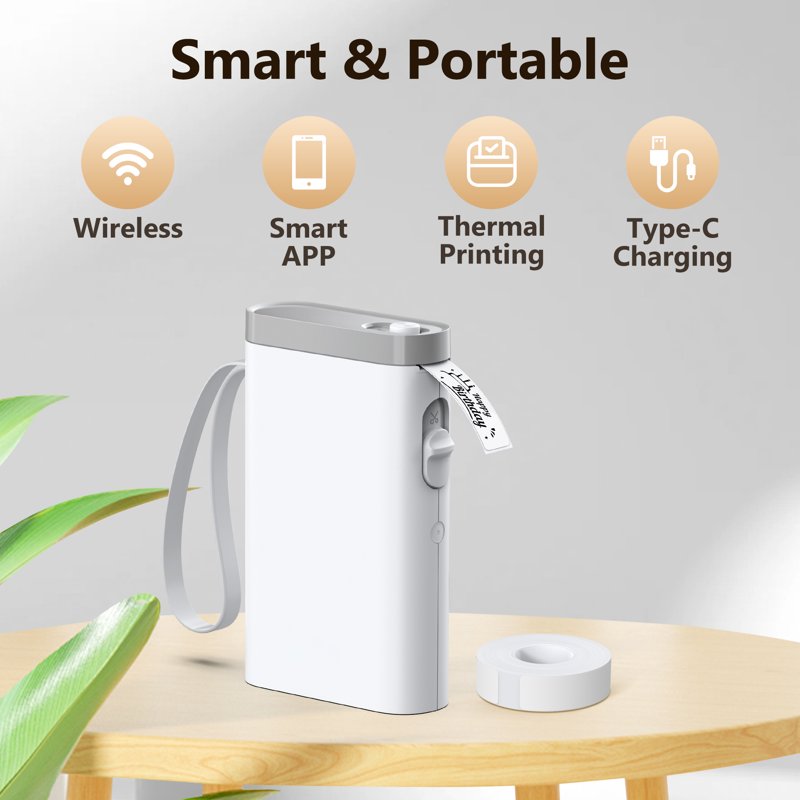 Bluetooth Label Maker Machine with Tape - Compact Portable Label Printer