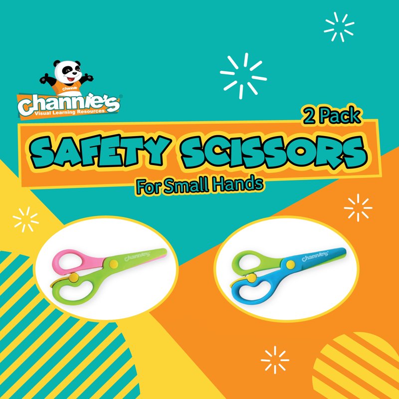 Kids Safety Scissors for Preschool Ages 3-5, 2-Pack, Child Safe Blunt Tips