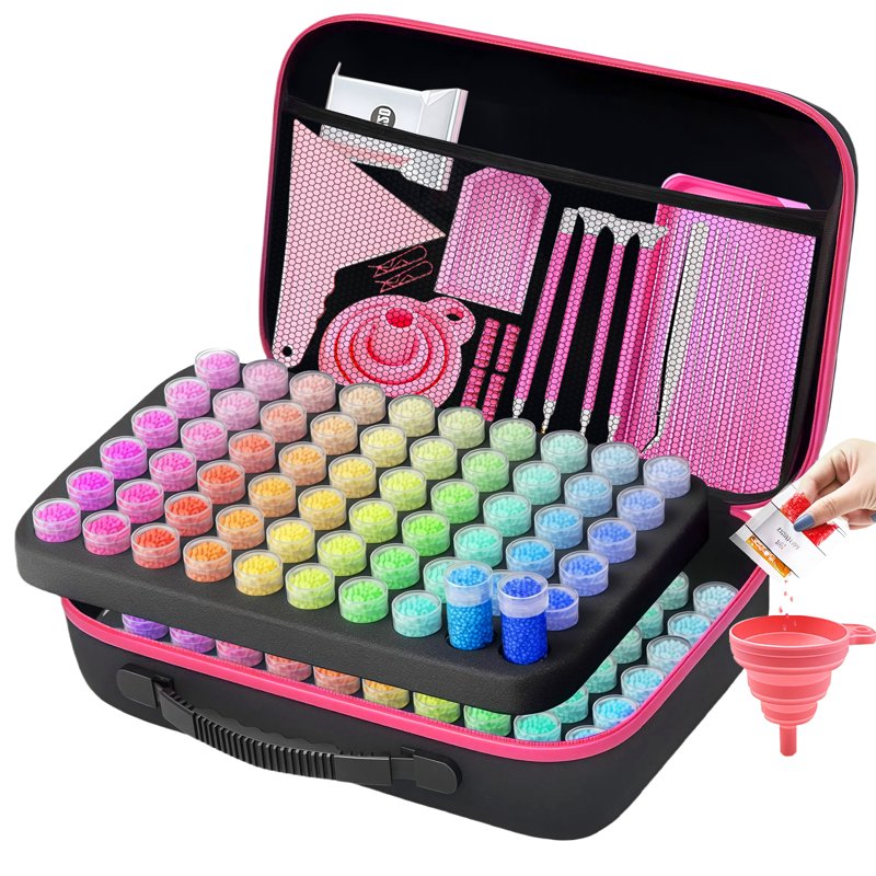 Diamond Painting Storage Box with 120 Canisters & Accessories Organizer