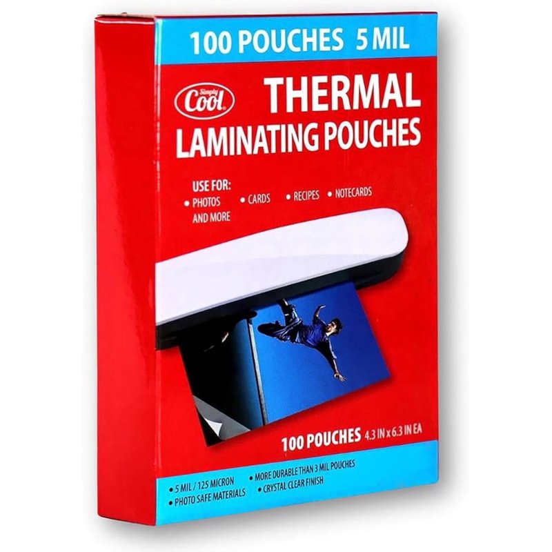 Thermal Laminating Pouches 5 Mil, Card Size 4.3 x 6.3 Inch, 100 Pack - Office & Classroom Supplies