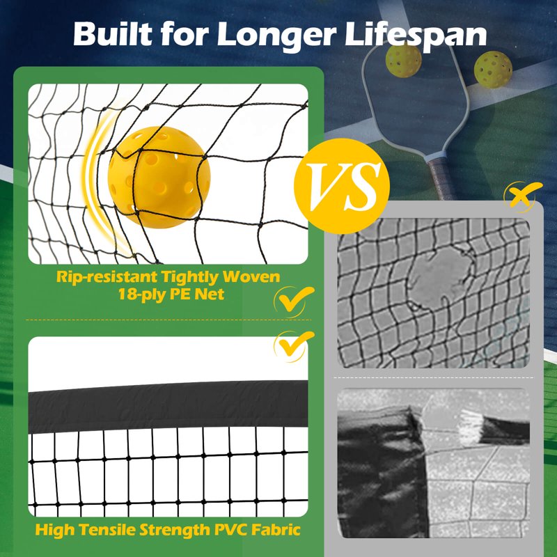 Portable Pickleball Net System 22 FT Regulation Size for Outdoor & Indoor Play
