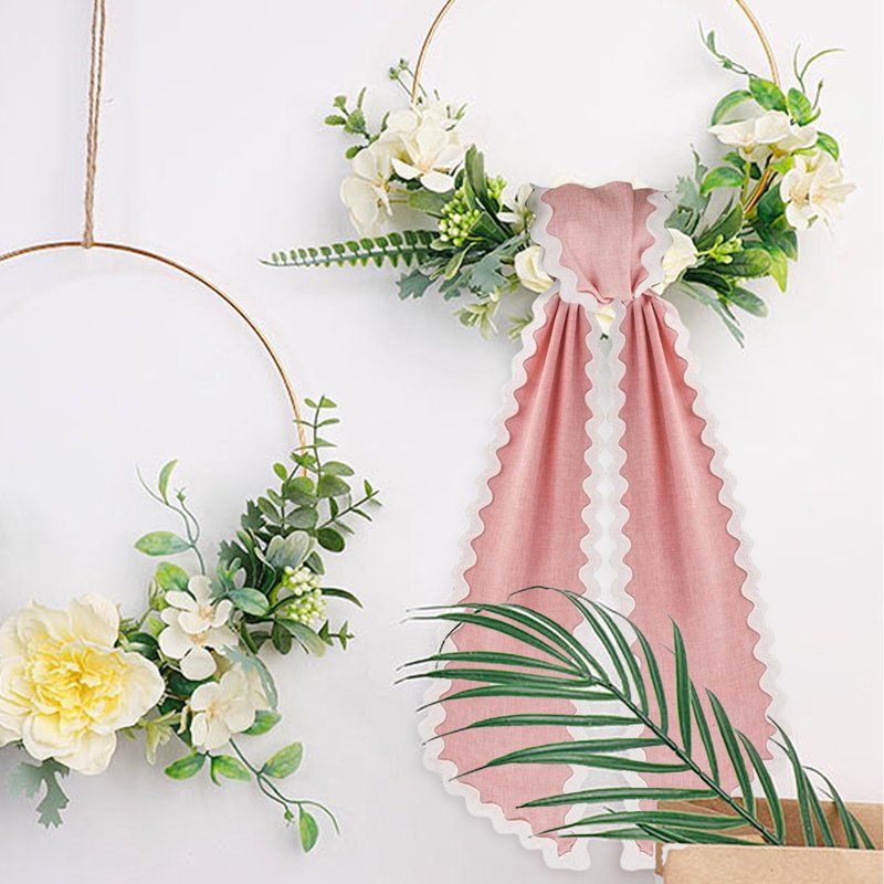Decorative Wreath Sash Ribbon with Lace Trim for Front Door Holiday Wedding