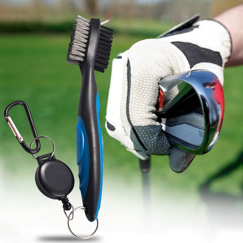 Golf Club Groove Cleaner Brush Set with Carabiner - 2 Pack