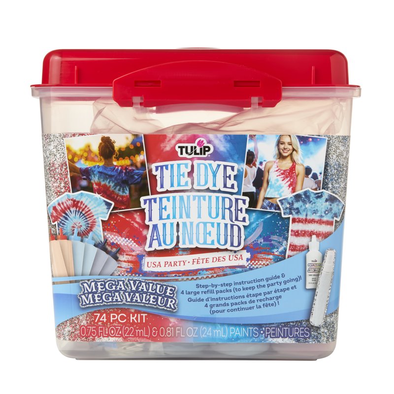 Patriotic Tie-Dye Kit for 4th of July & Memorial Day - 74-Piece Set with Colors & Accessories