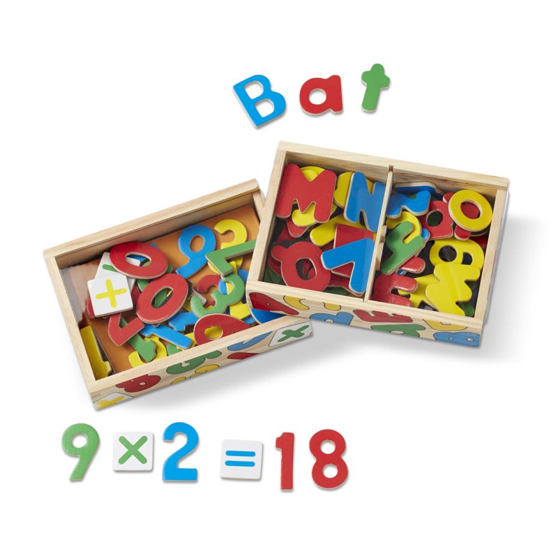 Magnetic Letters and Numbers Set for Kids - 89 Wooden Magnets Educational Toy