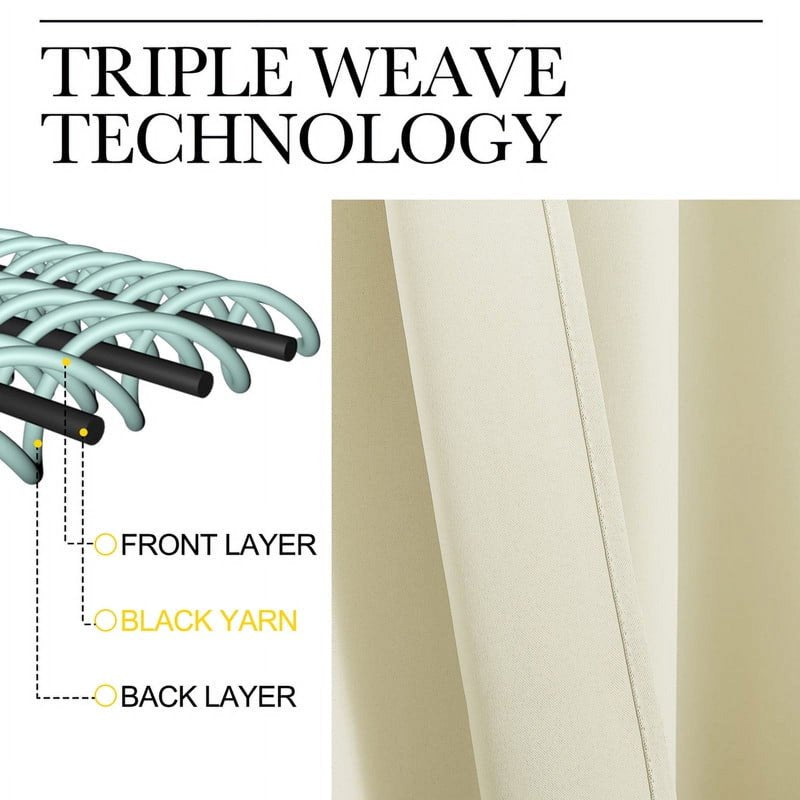 Blackout Thermal Insulated Window Curtains Set of 2 - Noise Reducing Drapes