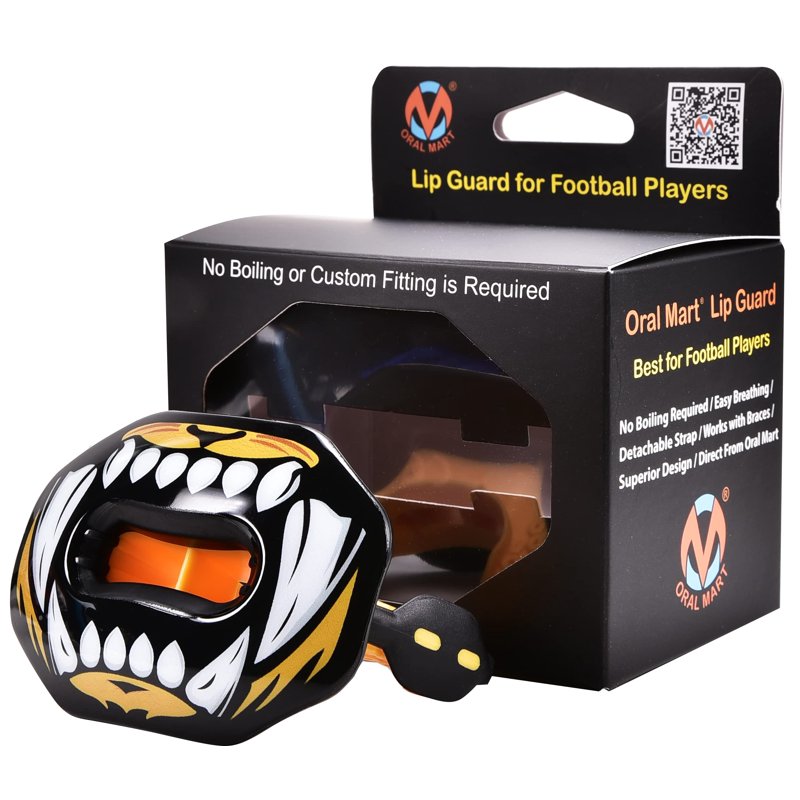 Youth Football Mouth Guard with Detachable Strap - Breathable Lip Protector