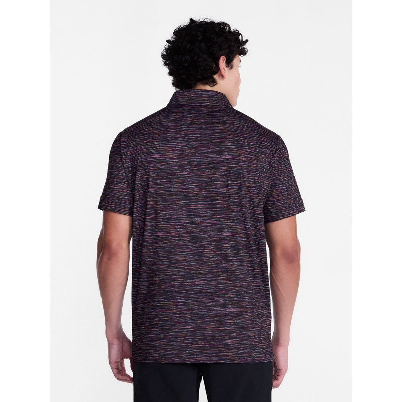 Men's Melange Print Golf Polo Shirt with UPF 50+ Sun Protection