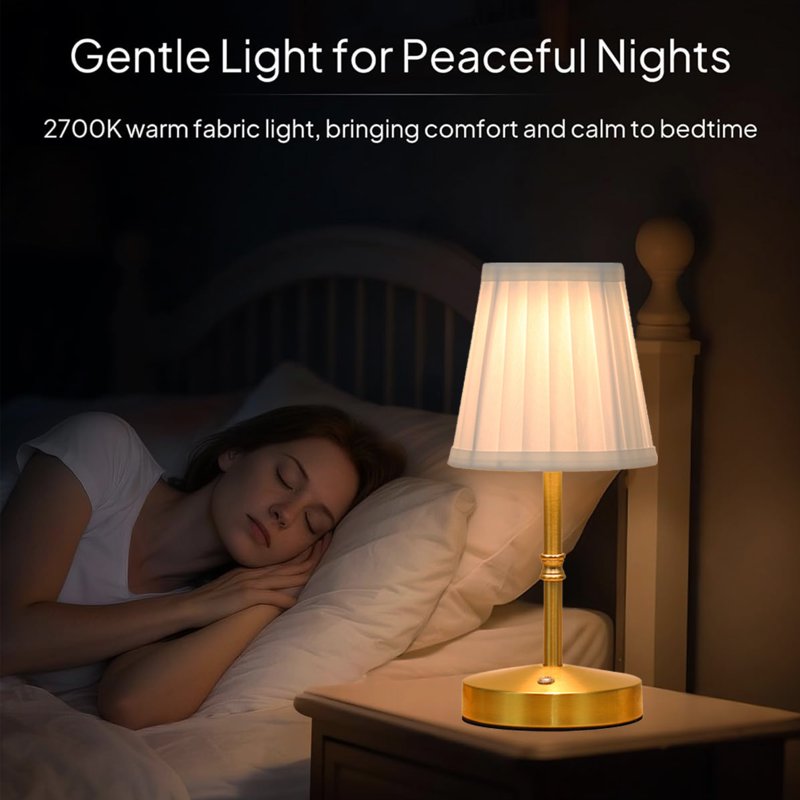 Rechargeable Cordless Touch Dimmable LED Table Lamp - Modern Gold Finish