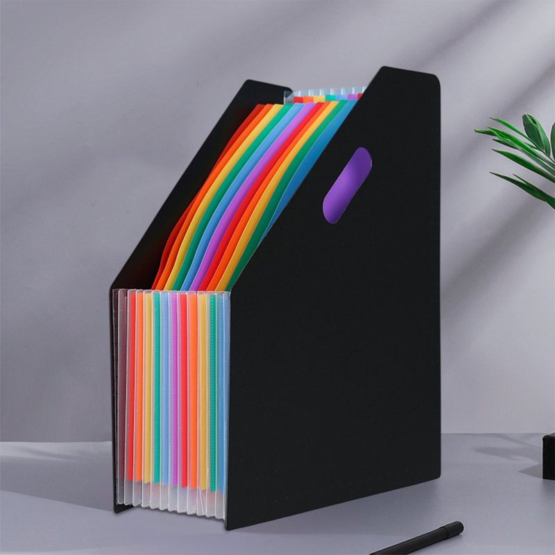 13-Pocket Accordion File Folder with Handle - Portable A4 Document Organizer