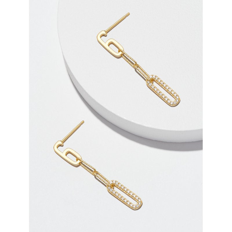 Gold Over Sterling Silver Cubic Zirconia Paperclip Earrings - Hypoallergenic
